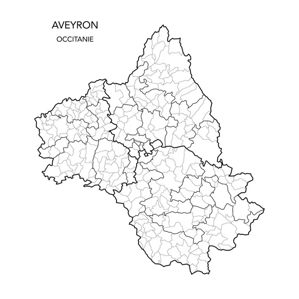 Fransız Aveyron Departmanı 'nın 2022 itibarıyla Arrondissements, Cantons and Municipities' in jeopolitik alt bölümlerinin vektör haritası - Occitanie - Fransa