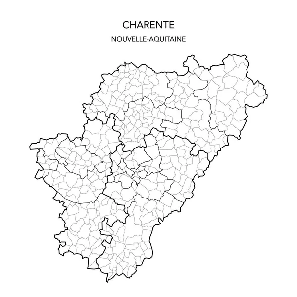 Mapa Vetorial Das Subdivisões Geopolíticas Departamento Francês Charente Incluindo Arrondissements —  Vetores de Stock