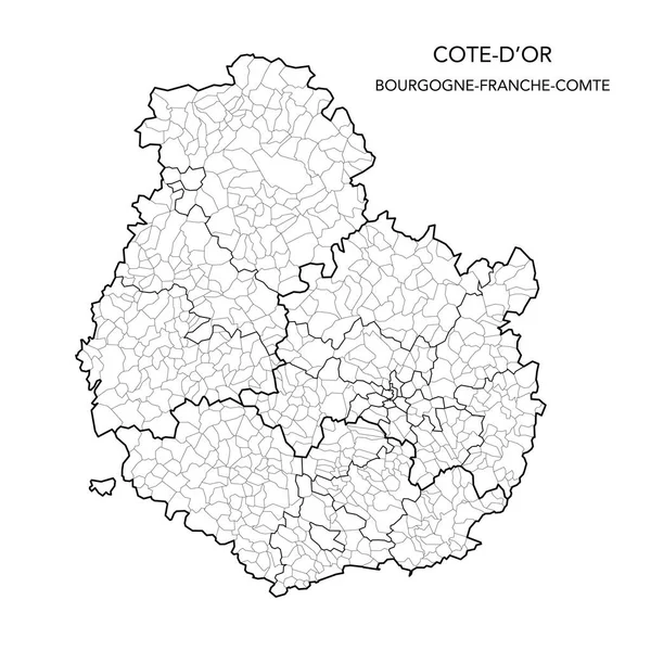 Vektorkarta Över Geopolitiska Delområdena Det Franska Departementet Cote Inklusive Arrondissements — Stock vektor
