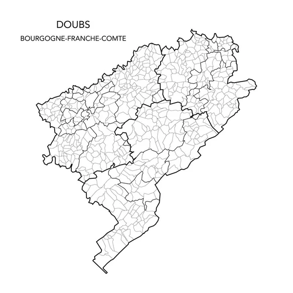 Fransız Doubs Departmanı 'nın 2022 itibariyle Arrondissements, Cantons and Municipities dahil olmak üzere jeopolitik alt bölümlerinin vektör haritası - Bourgogne-Franche-Comte - Fransa