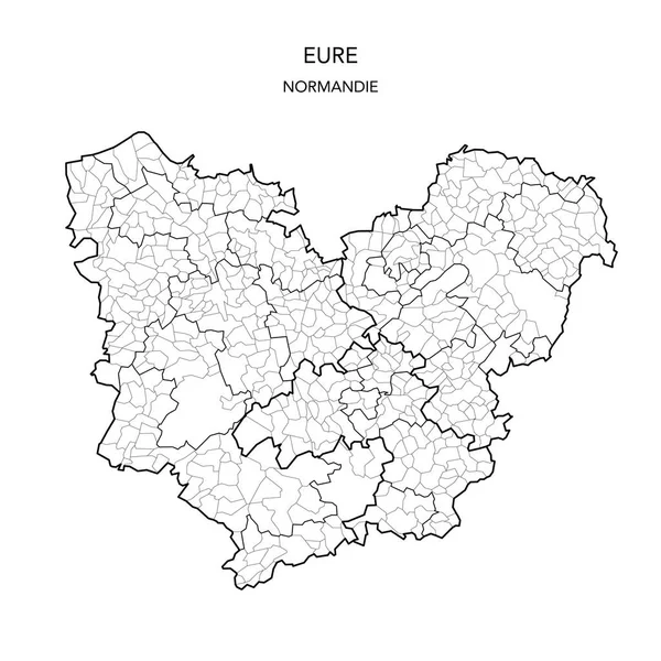 Mapa Wektorowa Podrejonów Geopolitycznych Francuskiego Departamentu Eure Tym Okręgów Kantonów — Wektor stockowy