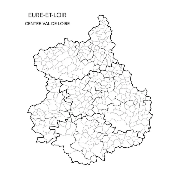 Mapa Wektorowa Podrejonów Geopolitycznych Francuskiego Departamentu Eure Loir Obejmująca Okręgi — Wektor stockowy