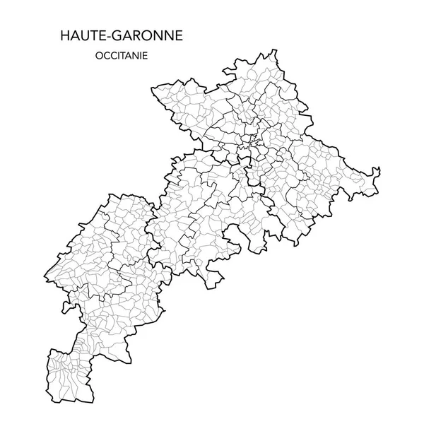 Mapa Wektorowa Podrejonów Geopolitycznych Francuskiego Departamentu Haute Garonne Wraz Okręgami — Wektor stockowy