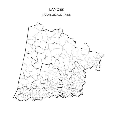 Fransa 'nın Fransız Bölgesi' nin 2022 yılı itibariyle Arrondissements, Cantons and Municipities dahil olmak üzere coğrafi alt bölümlerinin vektör haritası.
