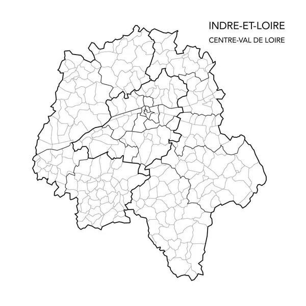 Mapa Vetorial Das Subdivisões Geopolíticas Departamento Francês Indre Loire Incluindo —  Vetores de Stock