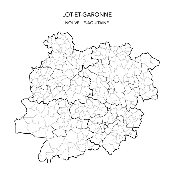Mapa Wektorowa Podrejonów Geopolitycznych Francuskiego Departamentu Lot Garonne Wraz Okręgami — Wektor stockowy