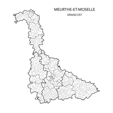 Fransa 'nın Meurthe-et-Moselle Bölümü Jeopolitik Bölümü' nün Vektör Haritası, Arrondissements, Cantons and Municipities 2022 - Grand Est - Fransa