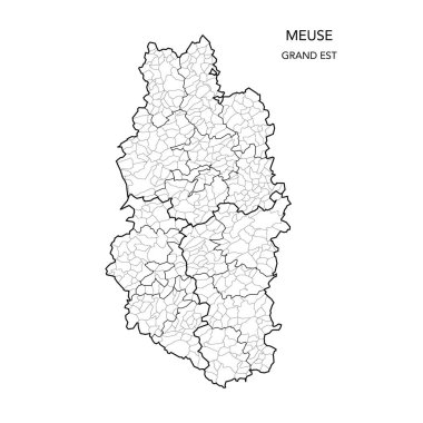 Fransa 'nın Meuse Bölümü Jeopolitik Alt Bölümü' nün Vektör Haritası 2022 - Fransa