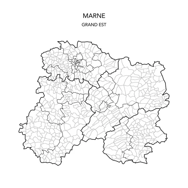 Διανυσματικός Χάρτης Των Γεωπολιτικών Υποδιαιρέσεων Του Γαλλικού Διαμερίσματος Marne Συμπεριλαμβανομένων — Διανυσματικό Αρχείο