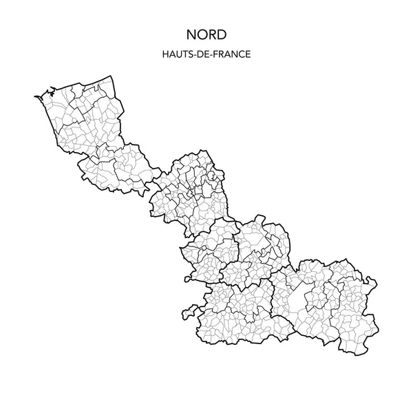 Mapa Vetorial Das Subdivisões Geopolíticas Departamento Francês Nord Incluindo Arrondissements —  Vetores de Stock