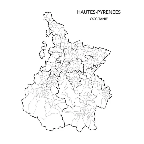 Διανυσματικός Χάρτης Των Γεωπολιτικών Υποδιαιρέσεων Του Γαλλικού Διαμερίσματος Hautes Pyrenees — Διανυσματικό Αρχείο