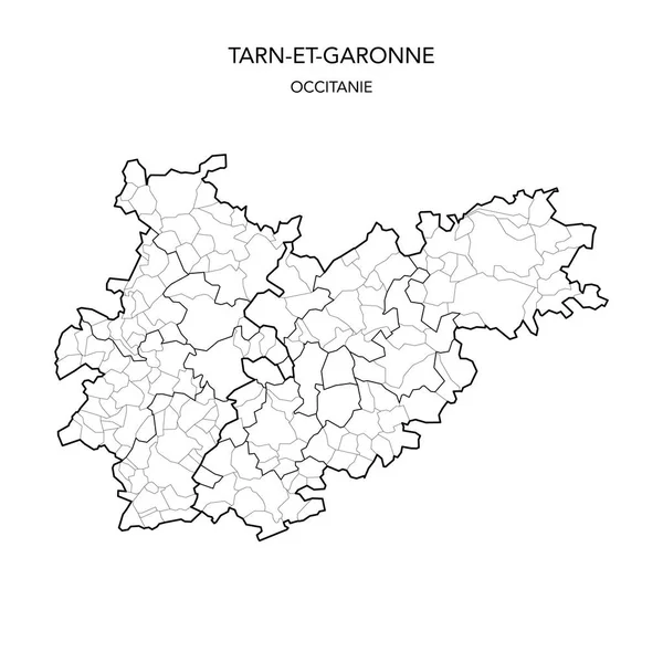 Fransa Tarn-et-Garonne Bölümü Jeopolitik Daire Haritası Arrondissements, Kantonlar ve Belediyeler 2022 - Occitanie - Fransa