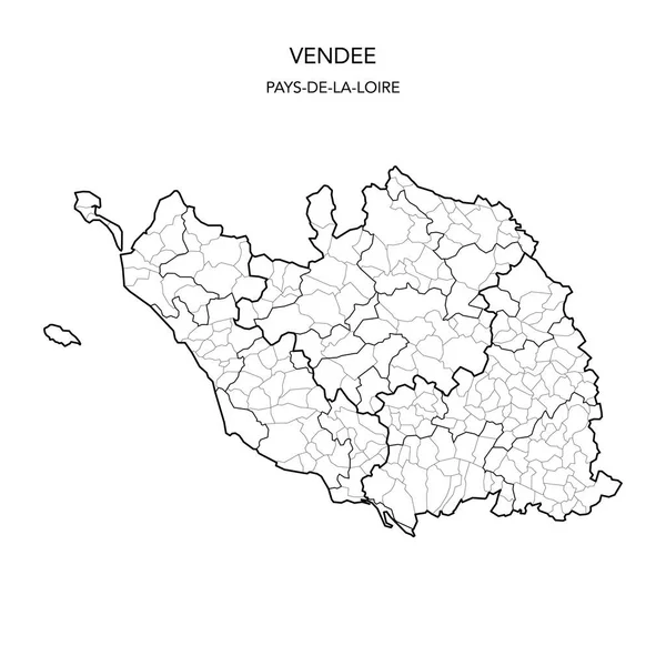 Fransa 'nın Vendee Bölümü' nün jeopolitik alt birimlerinin 2022 itibariyle Arrondissements, Cantons ve Belediyelerini içeren Vektör Haritası