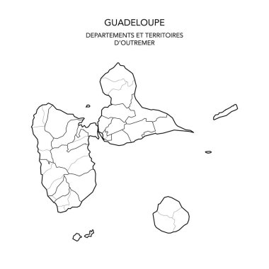 Fransa 'nın Guadeloupe Bölümü Jeopolitik Bölümü' nün 2022 yılı itibarıyla Arrondissements, Cantons ve Belediyelerinin Vektör Haritası
