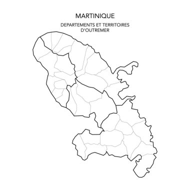 Fransa 'nın Martinik Bölümü Jeopolitik Dairelerinin 2022' den beri Arrondissements ve Belediyelerle birlikte Vektör Haritası