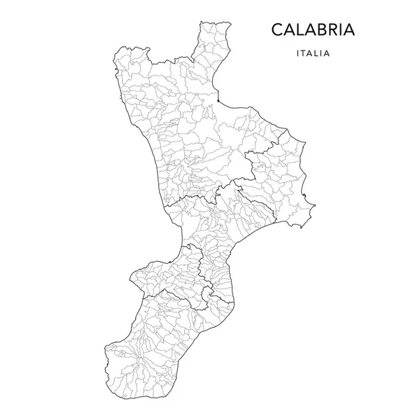 Mapa Wektorowa Podrejonów Geopolitycznych Regionu Kalabria Prowincjami Gminami Comuni 2022 — Wektor stockowy