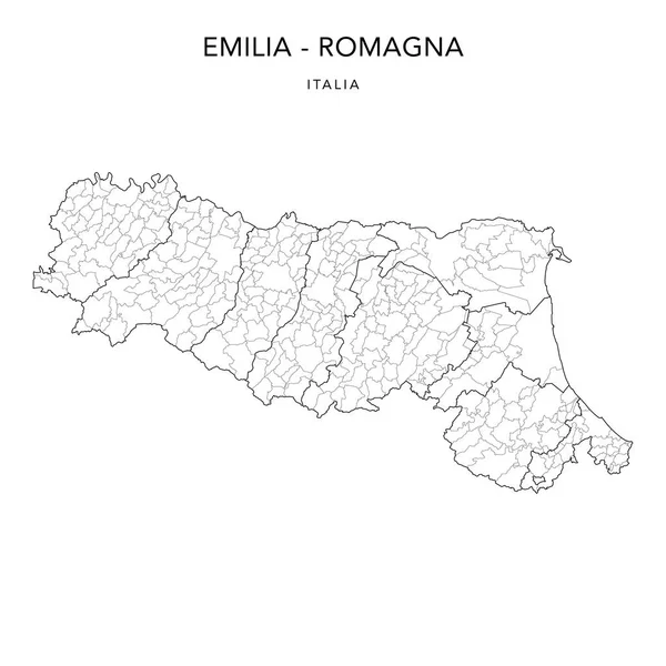 Harta Vectorială Subdiviziunilor Geopolitice Ale Regiunii Emilia Romagna Provincii Municipalități — Vector de stoc