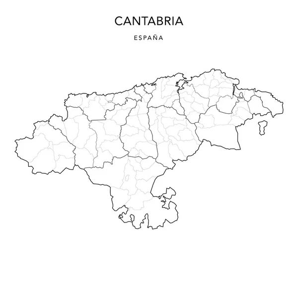 Geopolitical Vector Map Autonomous Community Cantabria Judicial Areas Comarques Municipalities — Stockový vektor