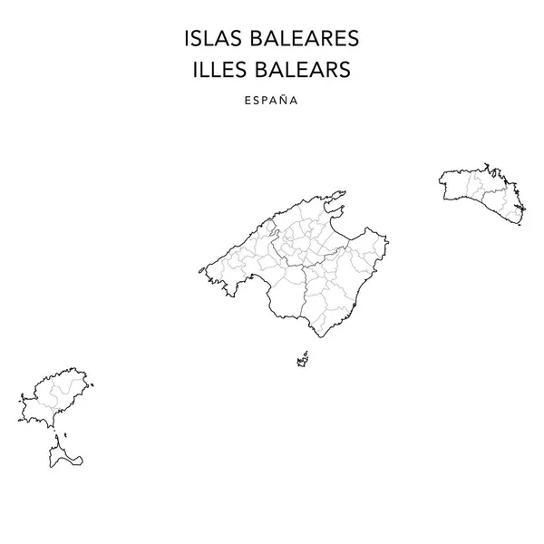 Geopolitical Vector Map Autonomous Community Balearic Islands Islas Baleares Illes — Stockový vektor
