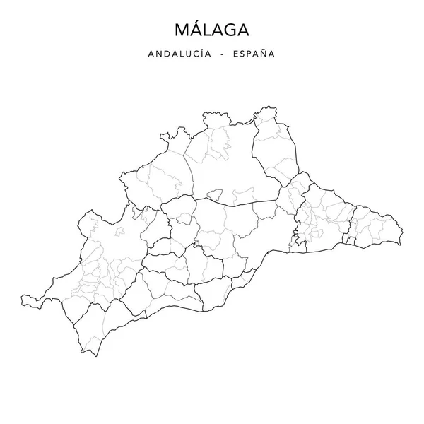Geopolitical Vector Map Province Malaga Andalusia Jurisdictions Partidos Judiciales Comarques —  Vetores de Stock