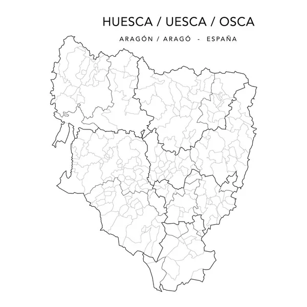 Geopolitical Vector Map Province Huesca Also Uesca Osca Aragon Jurisdictions — Stockový vektor