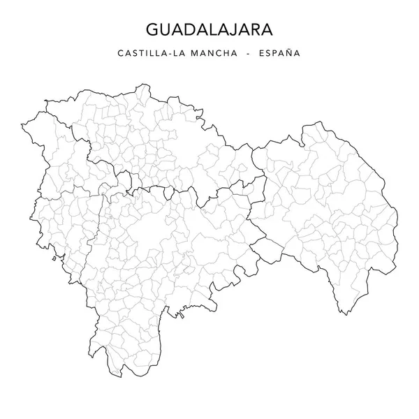 Geopolitical Vector Map Province Guadalajara Castilla Mancha Jurisdictions Partidos Judiciales — Stockový vektor