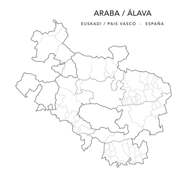 Správní Mapa Provincie Alava Nebo Arábie Baskicko Obcemi Partidos Judiciales — Stockový vektor