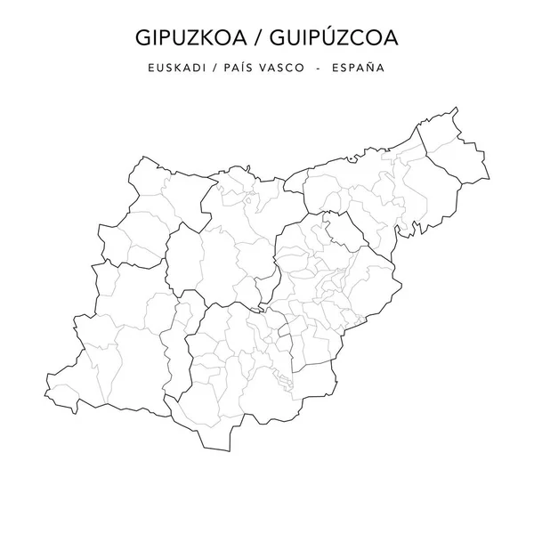 Správní Mapa Provincie Gipuzkoa Nebo Guipuzcoa Baskicko Obcemi Partidos Judiciales — Stockový vektor