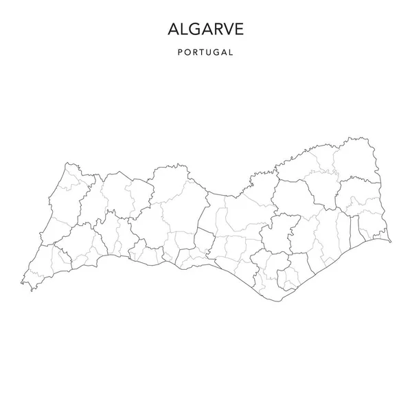 Administrativní Mapa Algarve Obcemi Concelhos Obcemi Freguesias Roku 2022 Portugalsko — Stockový vektor