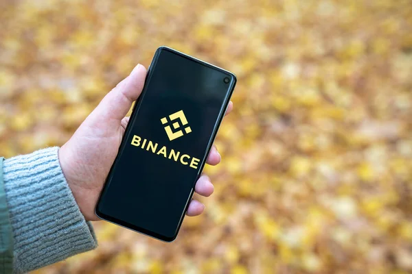 Logo der Binance-App auf einem Handy — Stockfoto