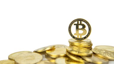 Bitcoin coin isolated with copy space