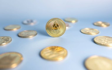 EOS crypto coin close-up