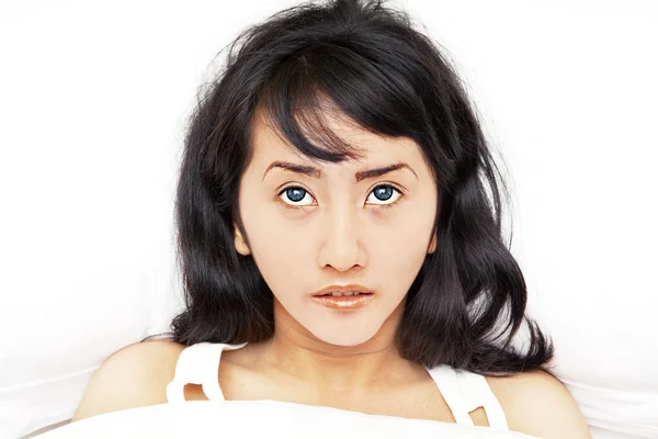 Asiatische Frau bekommt Schlaflosigkeit — Stockfoto
