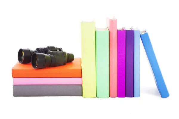 Books and binocular — Stock Photo, Image