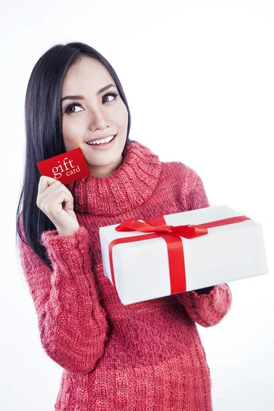 Christmas shopping gift card isolated in white — Stock Photo, Image