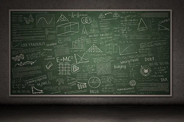 Chalkboard with hand drawings — Stock Photo, Image