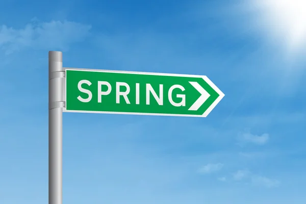 Road sign spring — Stock Photo, Image