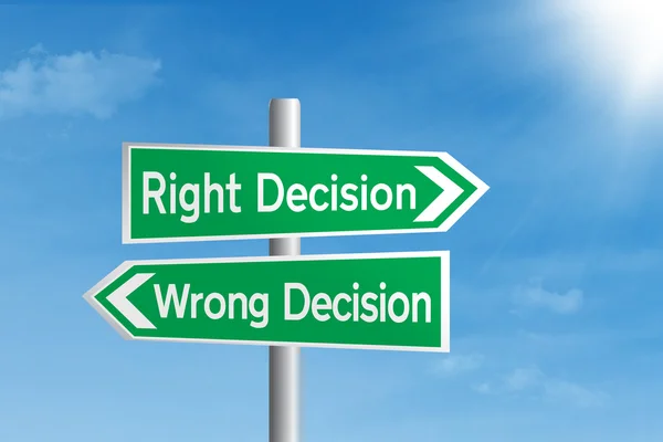 Juiste beslissing vs verkeerde beslissing — Stockfoto