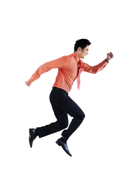 Businessman running isolated on white — Stock Photo, Image
