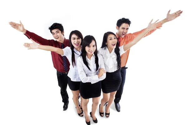 Equipe de negócios alegre isolado — Fotografia de Stock