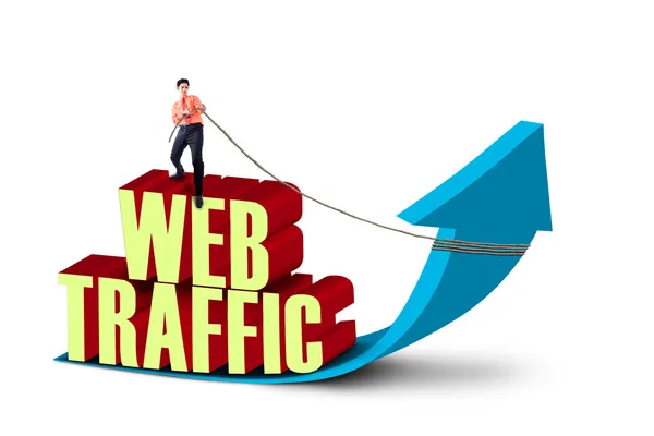 Işadamı çekme web trafiği — Stok fotoğraf