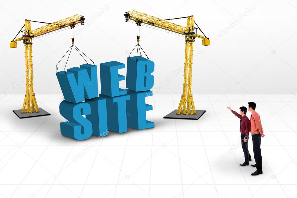 Business manager pointing website development