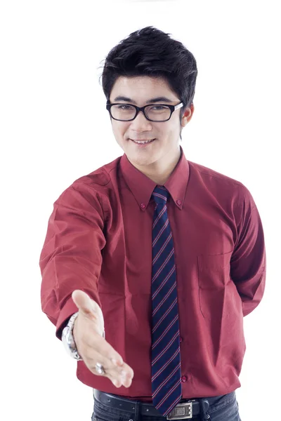 Businessman congratulate on white — Stock Photo, Image