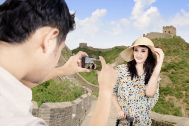 Çin Seddi önünde poz turizm