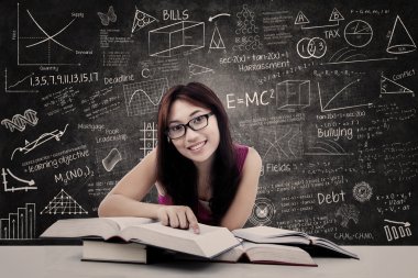 Happy student and written blackboard clipart
