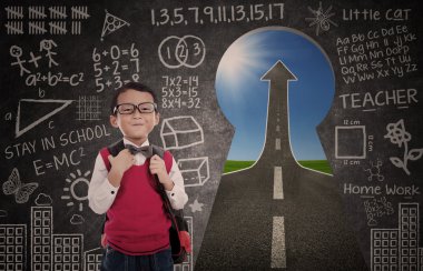 Boy student and road to success clipart