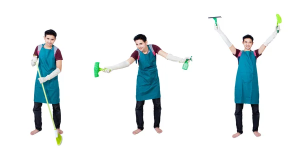 Serviço de limpeza multi pose homem — Fotografia de Stock