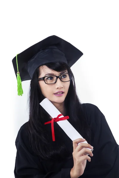 Mulher atraente em vestido de graduação - isolado — Fotografia de Stock