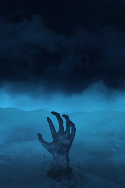 bir zombi mavi el