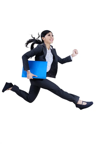 Running attractive asian businesswoman — Stock Photo, Image